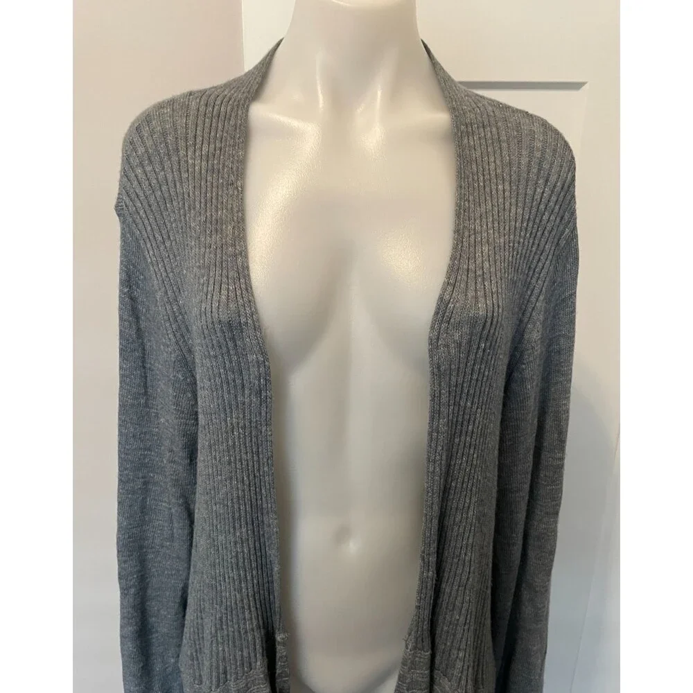 EILEEN FISHER Womens Open Cardigan SWEATER Long Sleeve GRAY/Blue Size XL